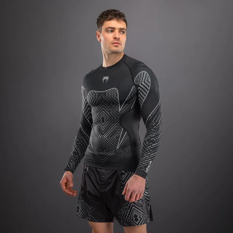 Venum Midnight Fury Long Sleeve Rashguard - Black/Grey/Silver - Image 5