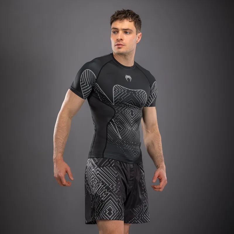 Venum Midnight Fury Short Sleeve Rashguard - Black/Grey/Silver - Image 2