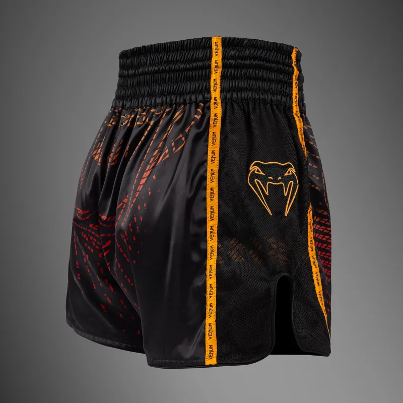 Venum Quetzal Fury Muay Thai shorts - Black/Fury Red/ Tangerine - Image 3