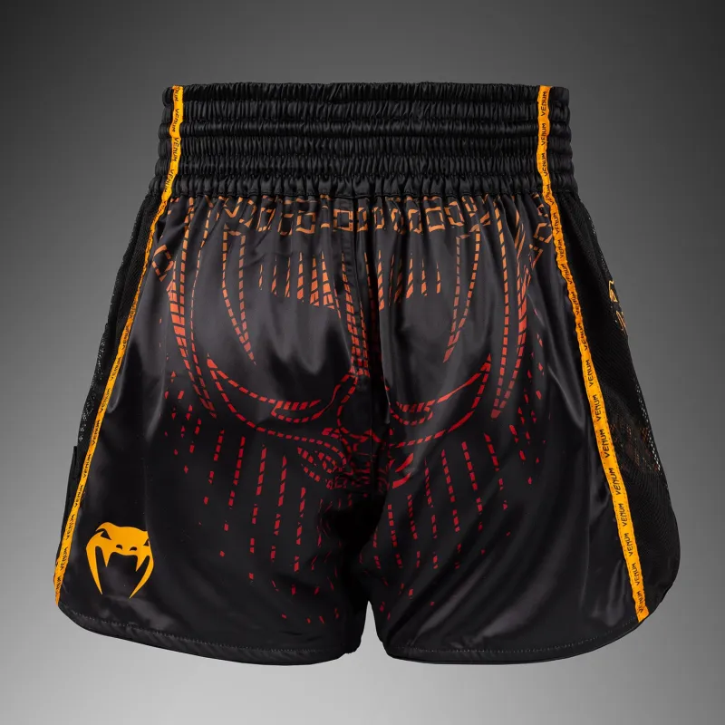 Venum Quetzal Fury Muay Thai shorts - Black/Fury Red/ Tangerine - Image 4