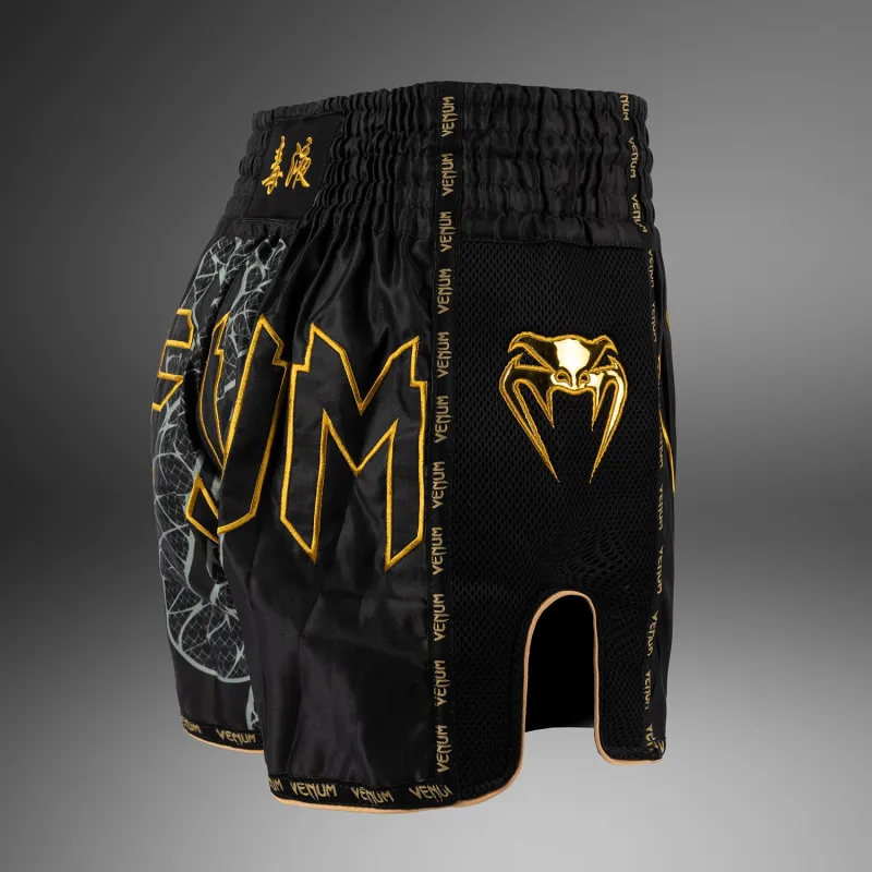 Venum Serpenti Muay Thai Shorts - Black/Silver/Gold - Image 4