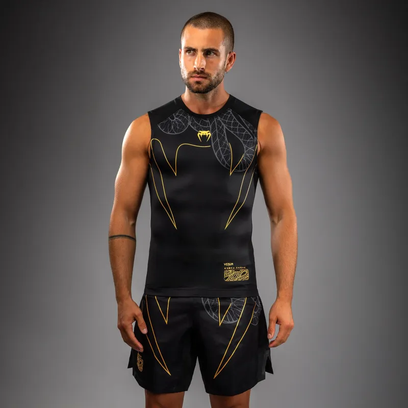Venum Serpenti Sleeveless Rashguard - Black/Silver/Gold - Image 2