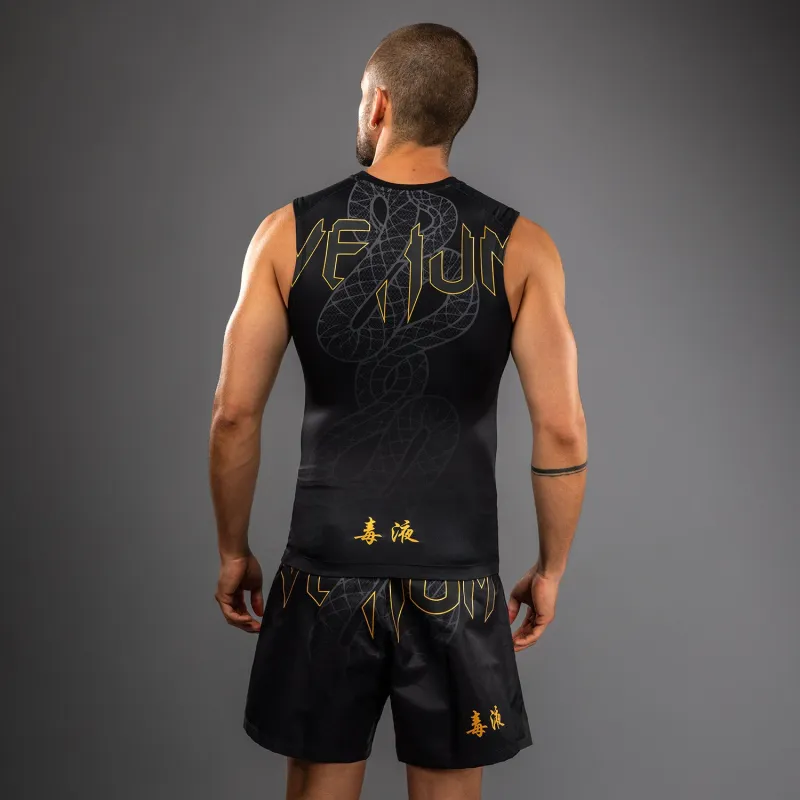 Venum Serpenti Sleeveless Rashguard - Black/Silver/Gold - Image 3