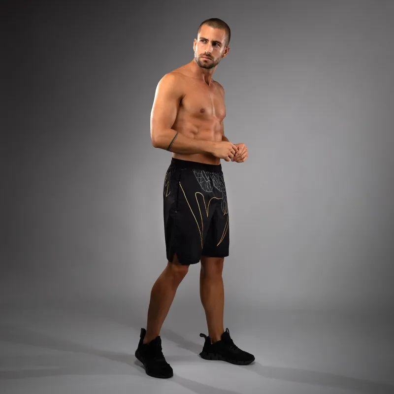 Venum Serpenti Training Shorts - Black/Silver/Gold - Image 2