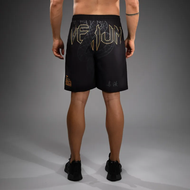 Venum Serpenti Training Shorts - Black/Silver/Gold - Image 4
