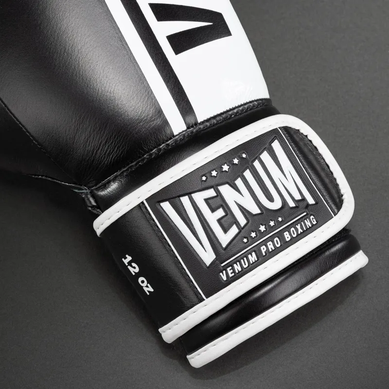 Venum Shield Pro Boxing Gloves with Velcro - Black/White - Image 3