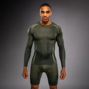 Venum Stealth Long Sleeve Rashguard - Khaki/Dark Green