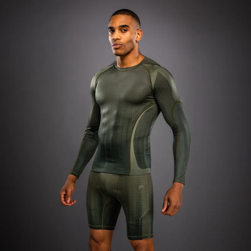 Venum Stealth Long Sleeve Rashguard - Khaki/Dark Green - Image 2