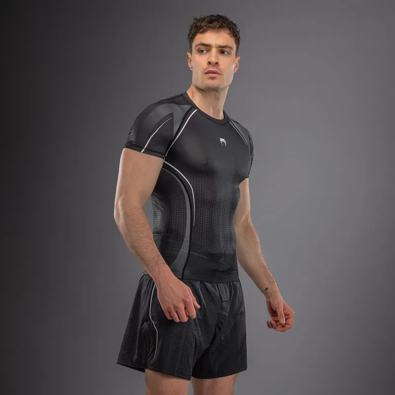 Venum Stealth Short Sleeve Rashguard - Black/White - Image 2