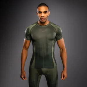 Venum Stealth Short Sleeve Rashguard - Khaki/Dark Green