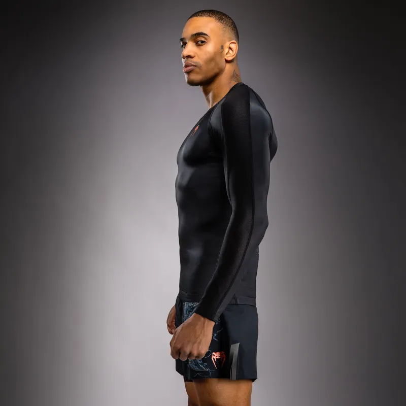 Venum Thunder Dragon Long Sleeve Rashguard - Black/Grey/Copper - Image 2