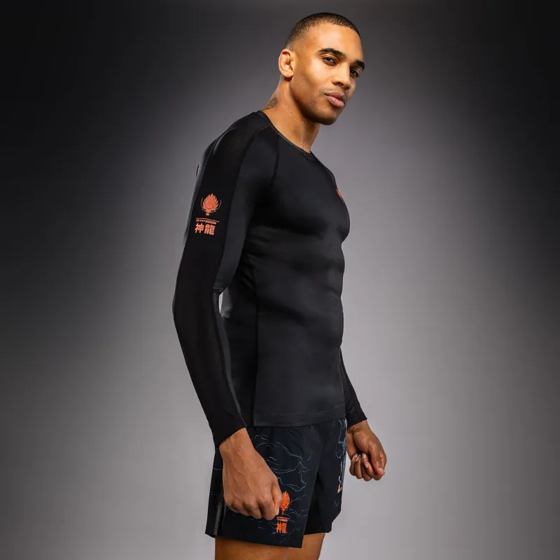 Venum Thunder Dragon Long Sleeve Rashguard - Black/Grey/Copper - Image 3