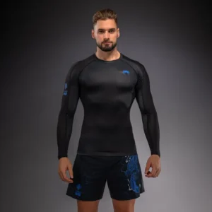 Venum Thunder Dragon Long Sleeve Rashguard - Black/Royal Blue