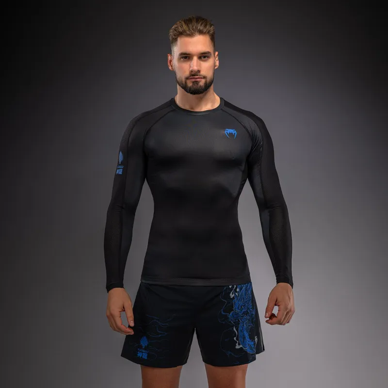 Venum Thunder Dragon Long Sleeve Rashguard - Black/Royal Blue