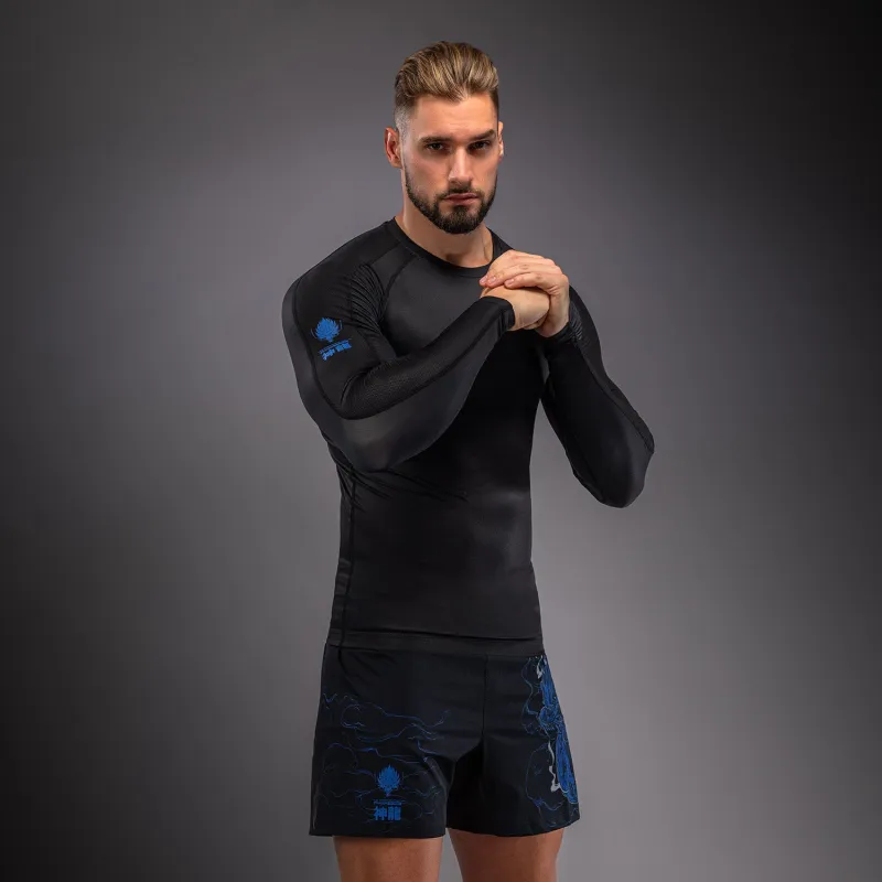 Venum Thunder Dragon Long Sleeve Rashguard - Black/Royal Blue - Image 2