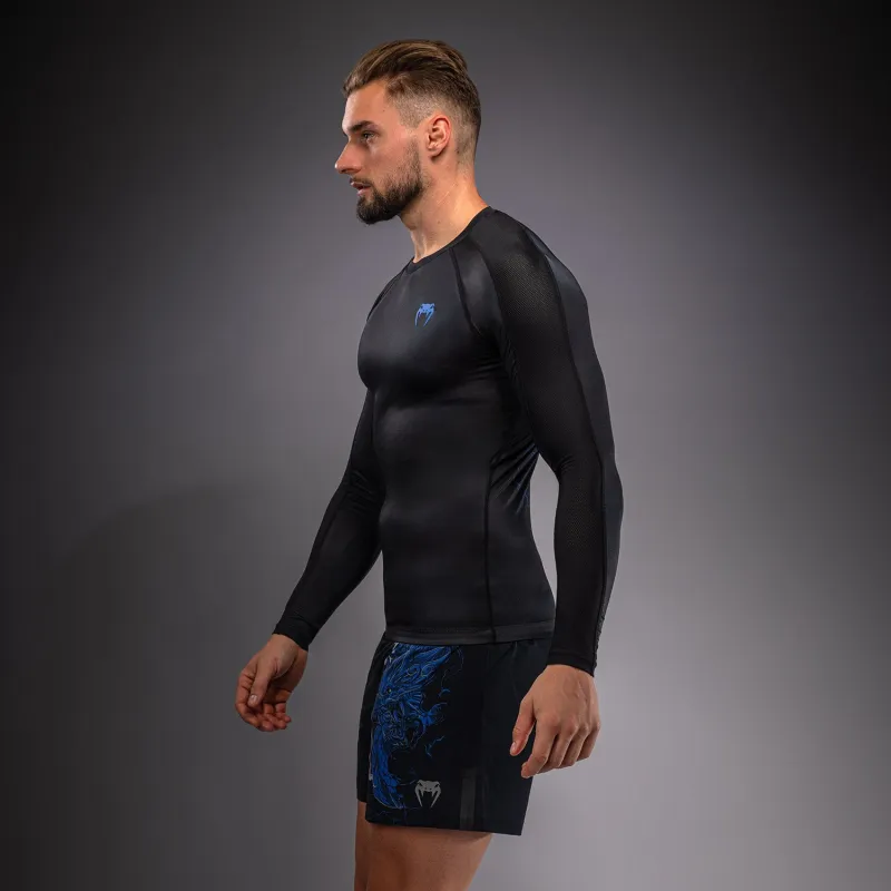 Venum Thunder Dragon Long Sleeve Rashguard - Black/Royal Blue - Image 3