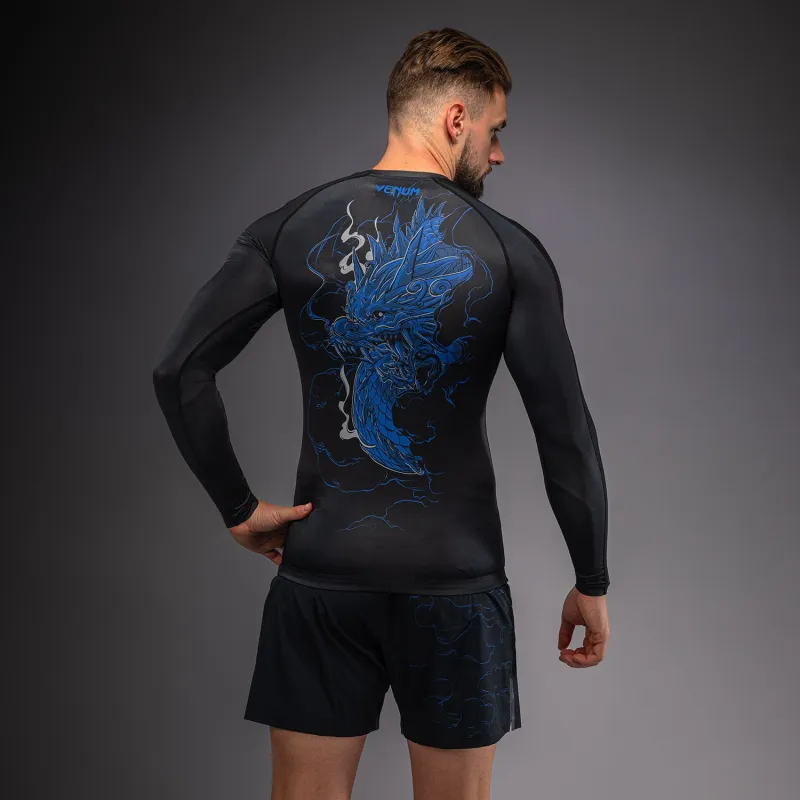 Venum Thunder Dragon Long Sleeve Rashguard - Black/Royal Blue - Image 4