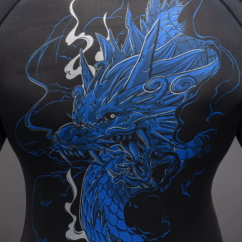 Venum Thunder Dragon Long Sleeve Rashguard - Black/Royal Blue - Image 5