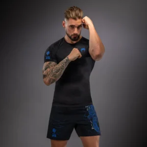 Venum Thunder Dragon Short Sleeves Rashguard - Black/Royal Blue