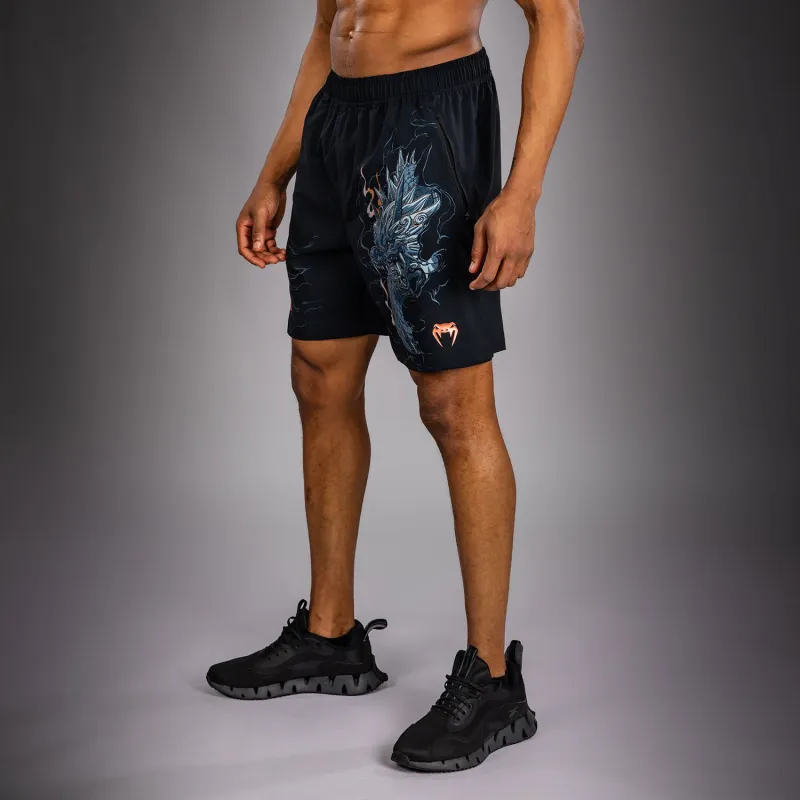 Venum Thunder Dragon Training Shorts - Black/Grey/Copper - Image 2