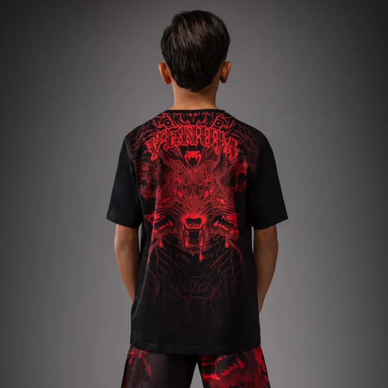 Venum Wolf Atak Kids T-Shirt - Black/Red - Image 2
