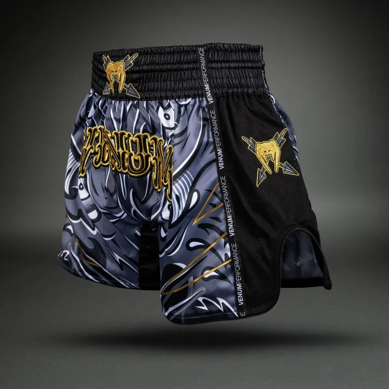 Venum Wolf Atak Muay Thai Shorts - Black/Grey - Image 2