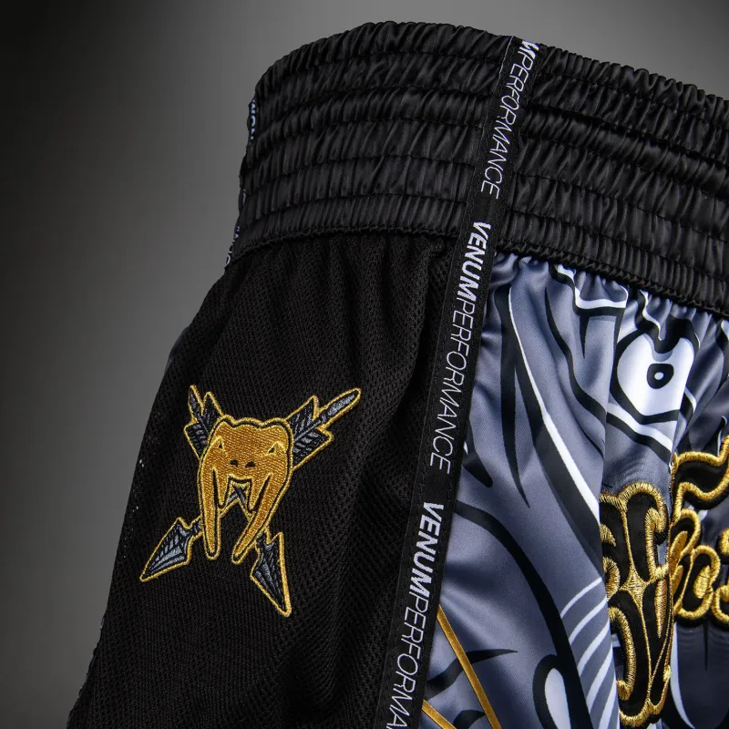 Venum Wolf Atak Muay Thai Shorts - Black/Grey - Image 5
