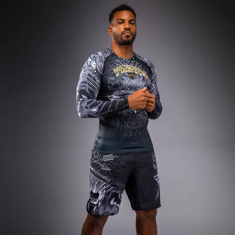 Venum Wolf Atak Long Sleeve Rashguard - Black/Grey - Image 2