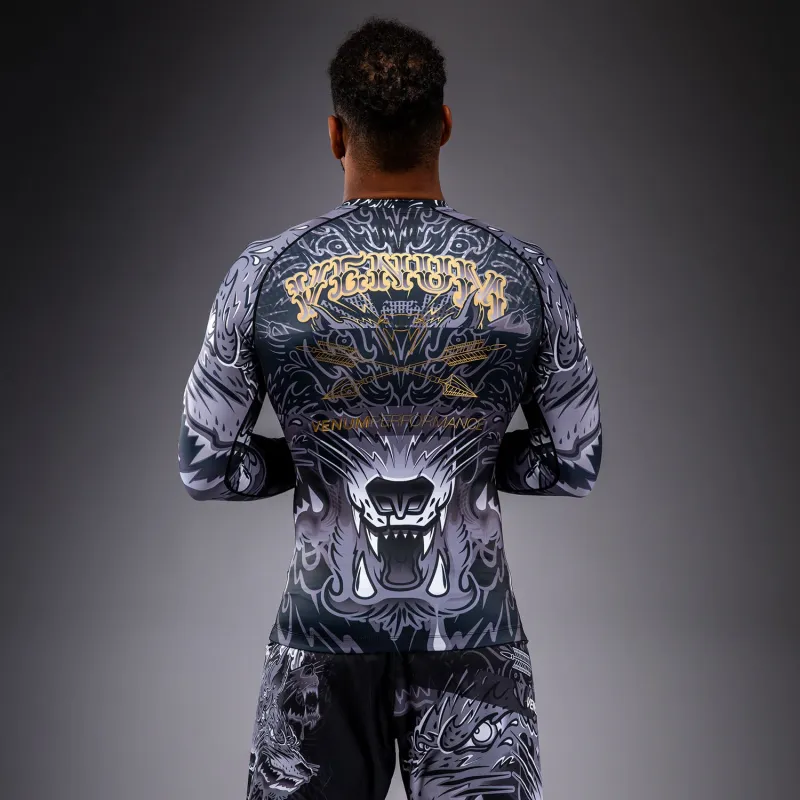 Venum Wolf Atak Long Sleeve Rashguard - Black/Grey - Image 3