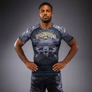 Venum Wolf Atak Short Sleeve Rashguard - Black/Grey