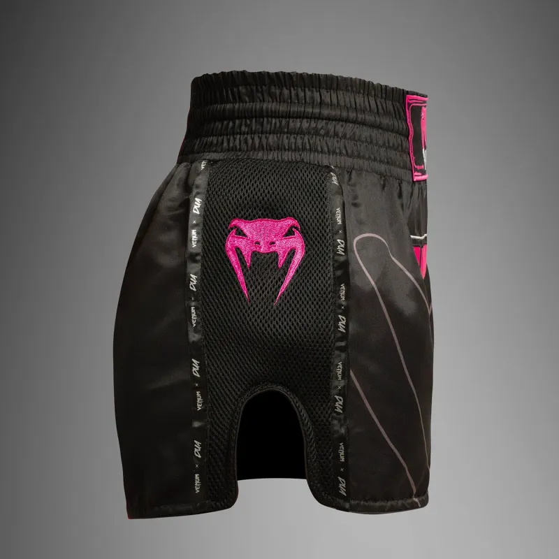 Venum x Dua Muay Thai Shorts - Black/Fuscia Pink - Image 2
