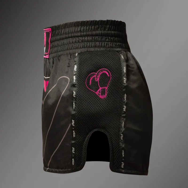 Venum x Dua Muay Thai Shorts - Black/Fuscia Pink - Image 3