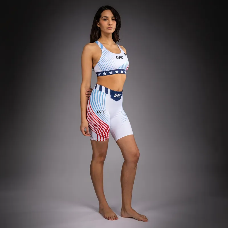 Women's Official UFC Freedom 250 by Venum White Authentic Long Fit Vale Tudo Short - Image 4