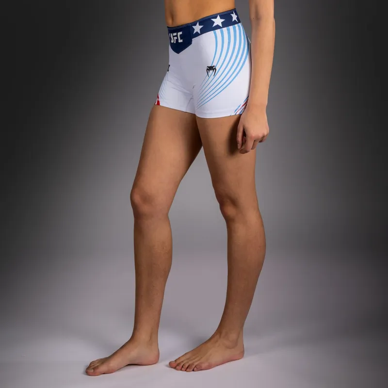 Women's Official UFC Freedom 250 by Venum White Personalized Authentic Short Fit Vale Tudo Short - Image 3