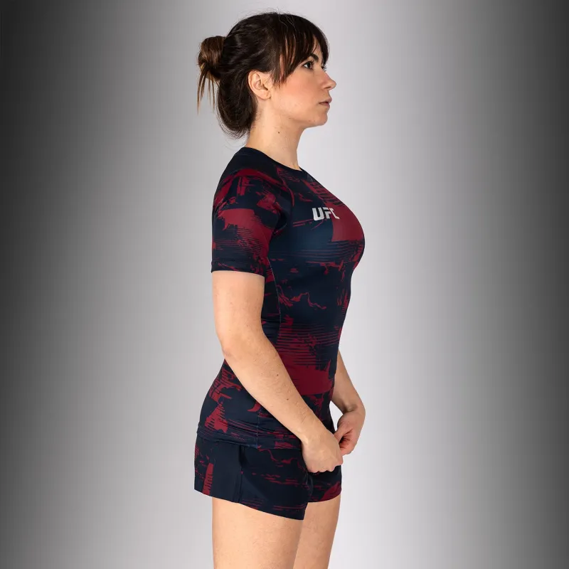 Women’s UFC Zenith by Venum Burgundy Authentic Fight Week Performance Short Sleeve Rashguard - Image 3