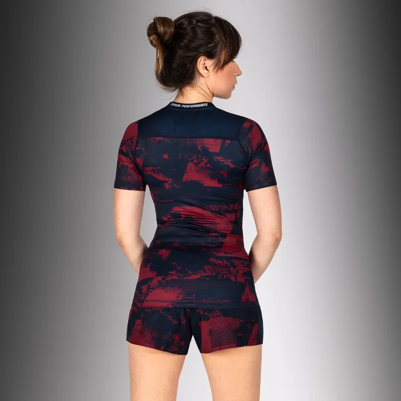 Women’s UFC Zenith by Venum Burgundy Authentic Fight Week Performance Short Sleeve Rashguard - Image 4