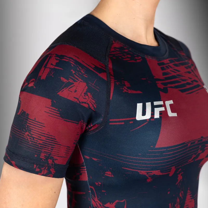 Women’s UFC Zenith by Venum Burgundy Authentic Fight Week Performance Short Sleeve Rashguard - Image 5