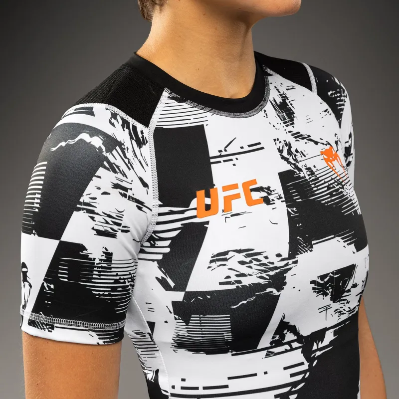 Women’s UFC Zenith by Venum White Authentic Fight Week Performance Short Sleeve Rashguard - Image 5